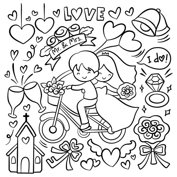 手绘婚礼卡通涂鸦图片下载
