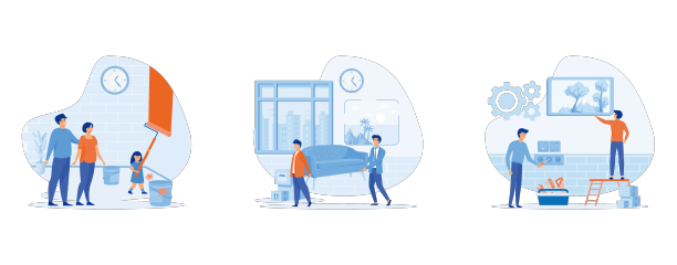 上门维修服务家庭儿童粉刷墙面图片下载