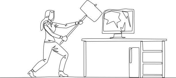 连续一行画女商人图片下载