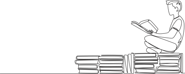 单线画图的人坐得很放松图片下载