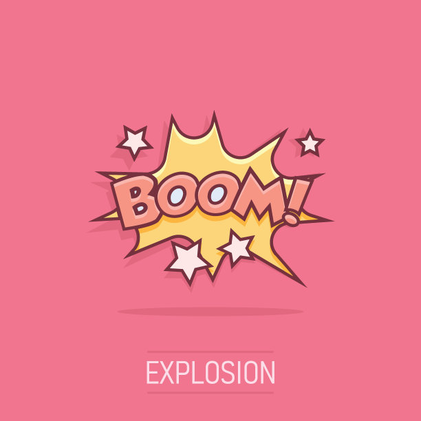 矢量卡通boom漫画的声音效果图标在漫画风格。音泡语音符号说明象形文字。Boom business splash effect概念。图片下载