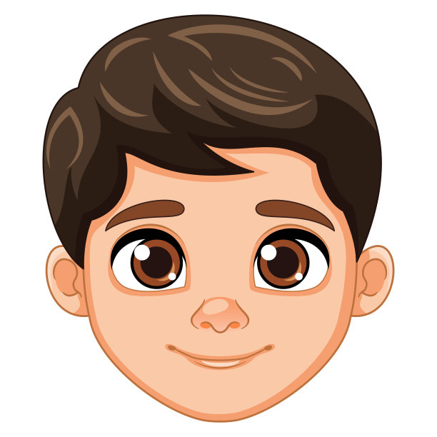 矢量男孩卡通头孤立的白色背景图片下载