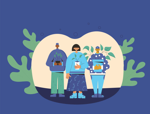 喜爱植物的男人与室内盆栽矢量素材图片下载