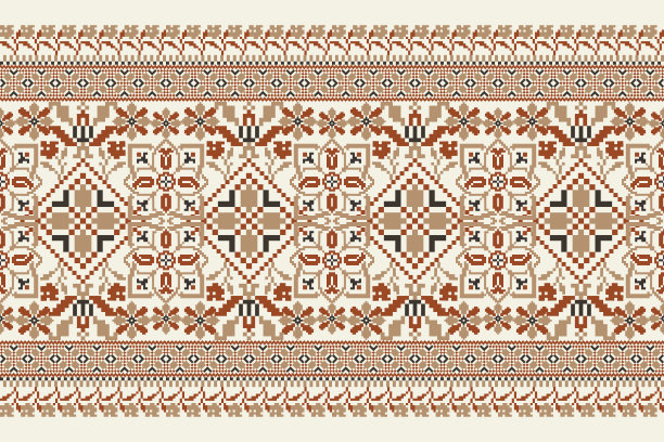 印度花十字绣图案图片下载