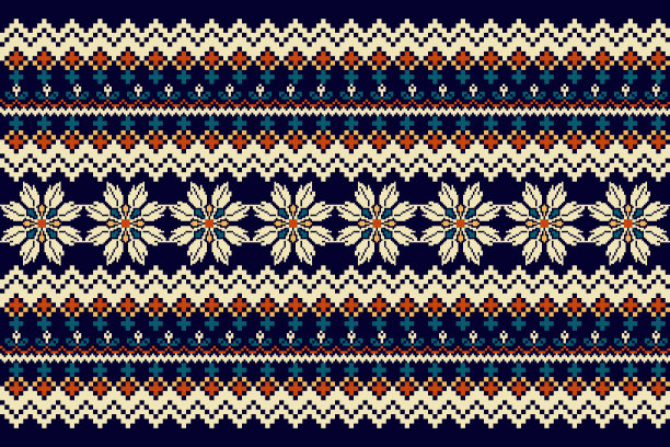 斯堪的纳维亚花十字绣刺绣图片下载