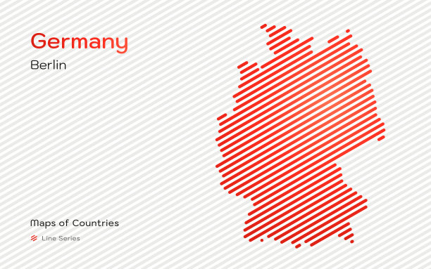 德国地图，以斜线模式绘制，首都为柏林图片下载