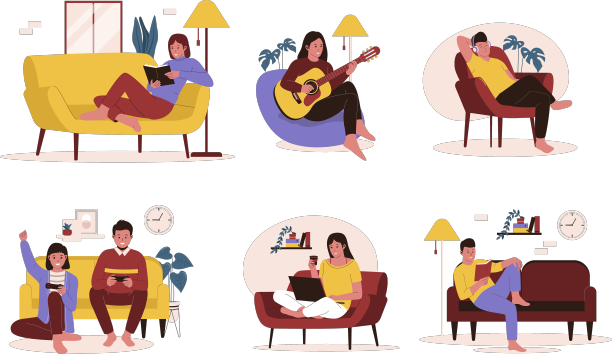 收集人们在沙发上的活动图片下载