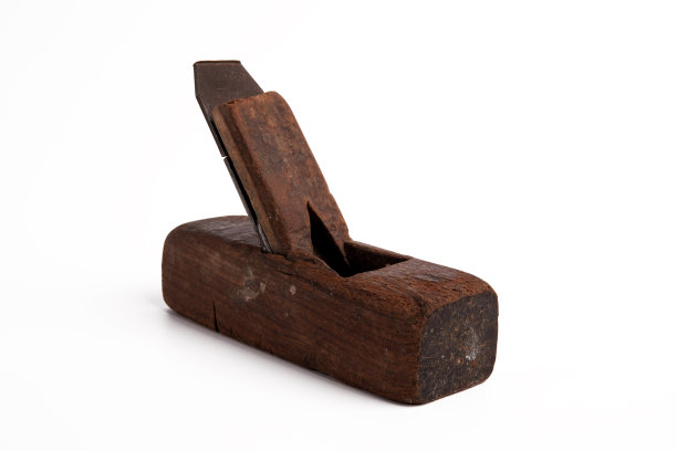 旧木刨床Jointer木工工具特写照片孤立的白色背景图片下载