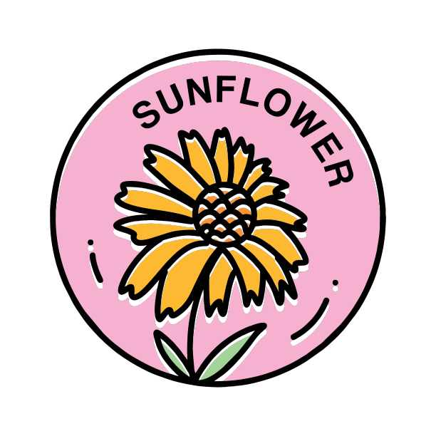 向日葵单线标志复古徽章设计图片下载