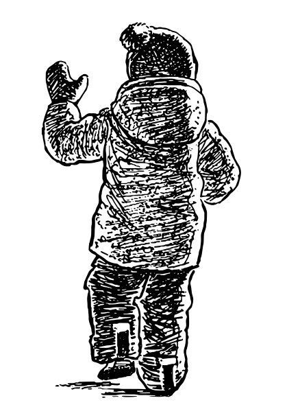 手绘的小孩走在街上，挥手打招呼图片下载