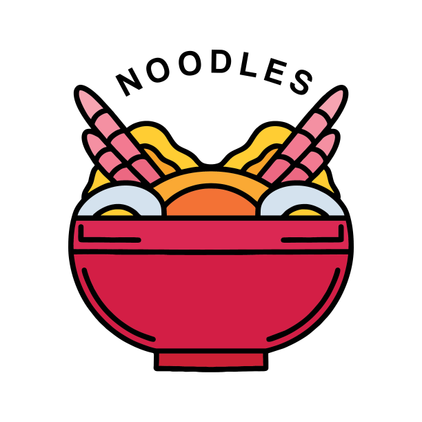 面条标志平面设计复古风格徽章图片下载