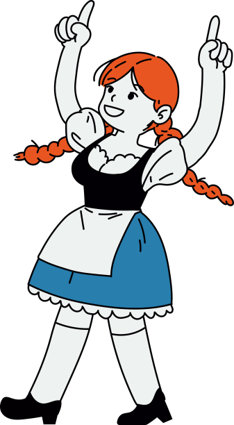 啤酒节德国女孩色彩笔画图片下载