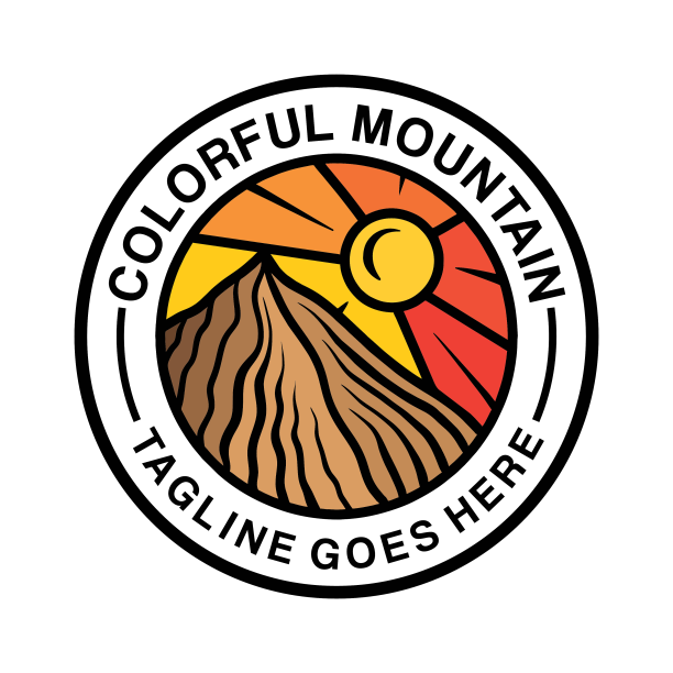 色彩缤纷的山标志平面设计复古图片下载