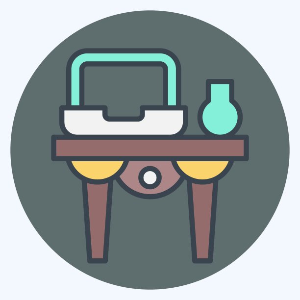 图标的货架上。与复古装饰符号相关。颜色搭配风格。简单的设计可编辑。简单的说明图片下载