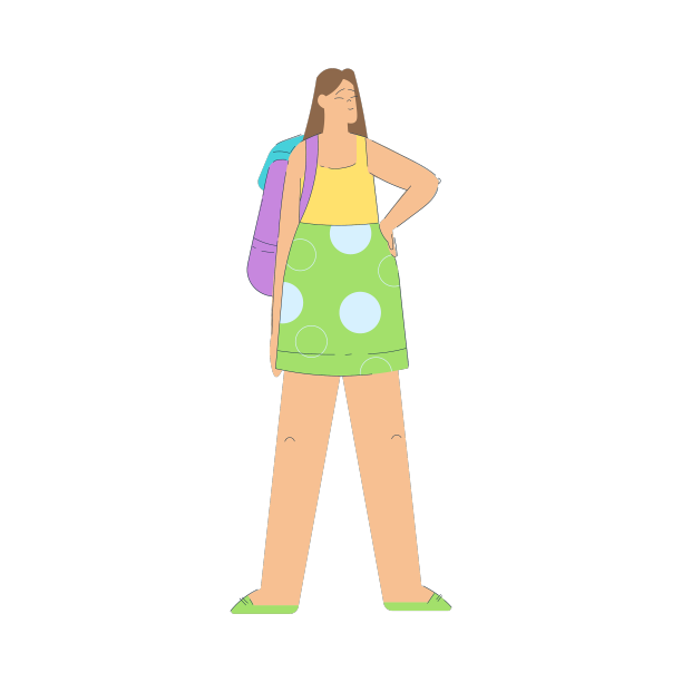 女人角色背着背包站着图片下载