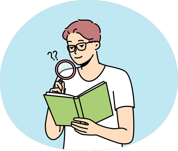 戴眼镜的人用放大镜看书图片下载