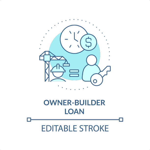 细线蓝色图标业主建设者贷款概念图片下载