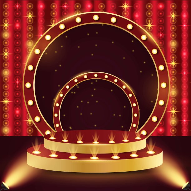 领奖台。3d复古领奖台的表演，颁奖，剧院，马戏团，电影院。场景、台座、舞台、工作室或房间。图片下载