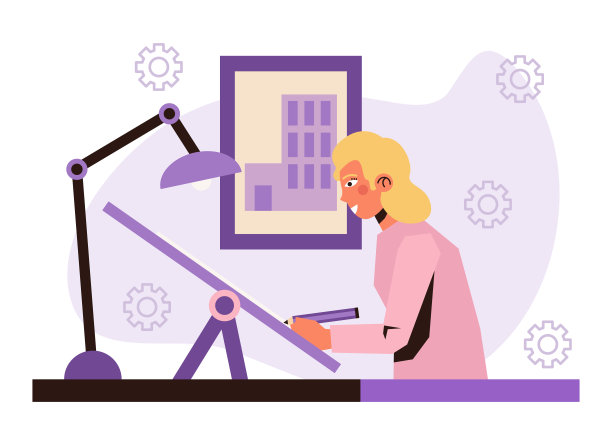 女人在做项目，在纸上画计划。房屋设计及布局概念图片下载