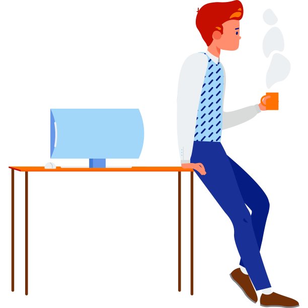 《在办公桌前喝咖啡的富有成效的专业人士的一天图片下载