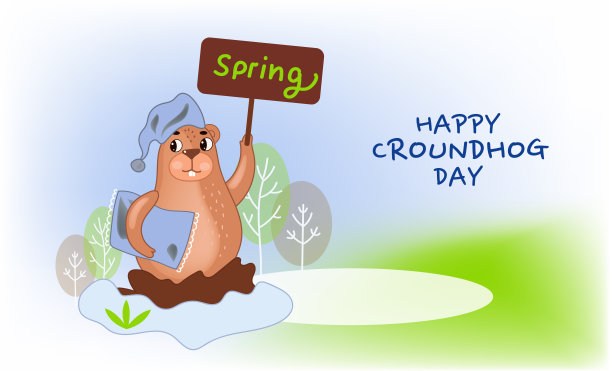 土拨鼠节问候横幅。图片下载