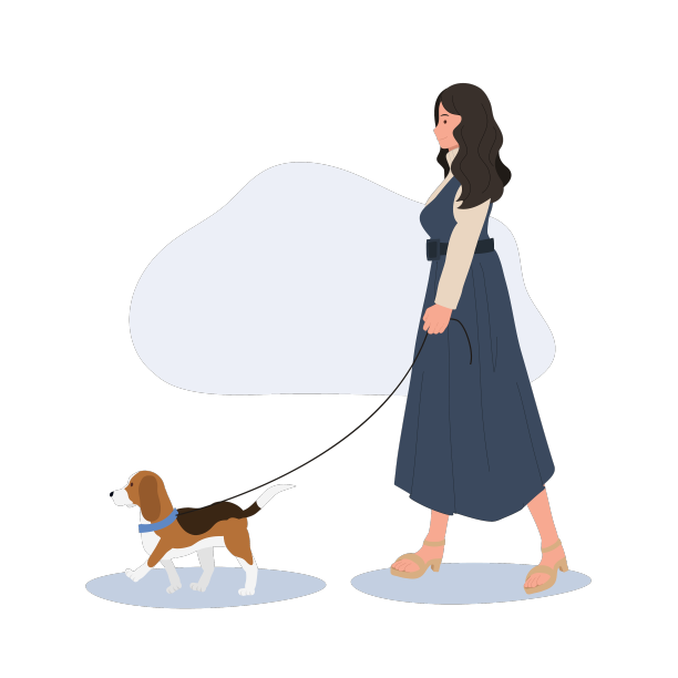 一个活跃的女人带着她那欢快的宠物狗进来图片下载