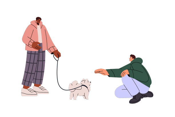 一名男子要求在街上抚摸可爱的狗狗主人图片下载