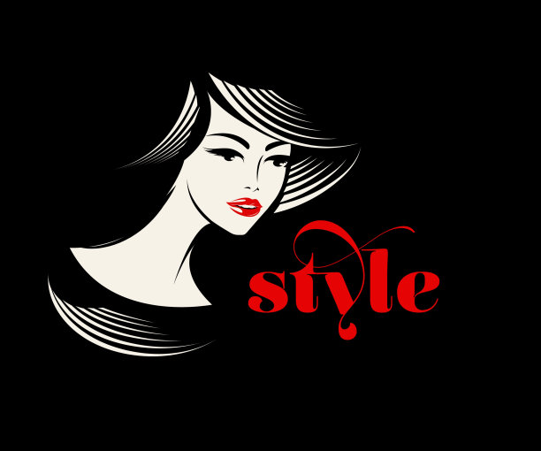 美女画像。发型、护肤、化妆插画。美容院的标志。图片下载