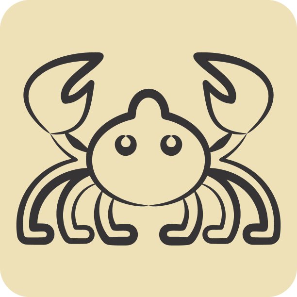 图标蟹。与海的象征有关。手绘风格。简单的设计可编辑。简单的说明图片下载