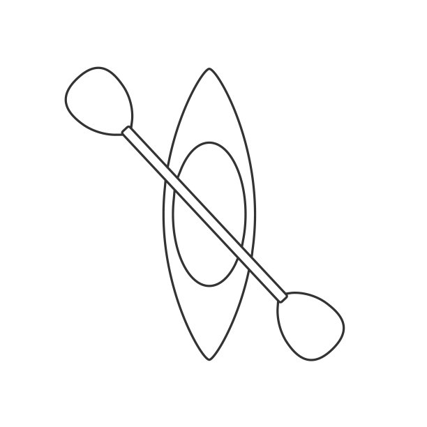 皮艇和划桨线图标。阴影反射设计。矢量图图片下载