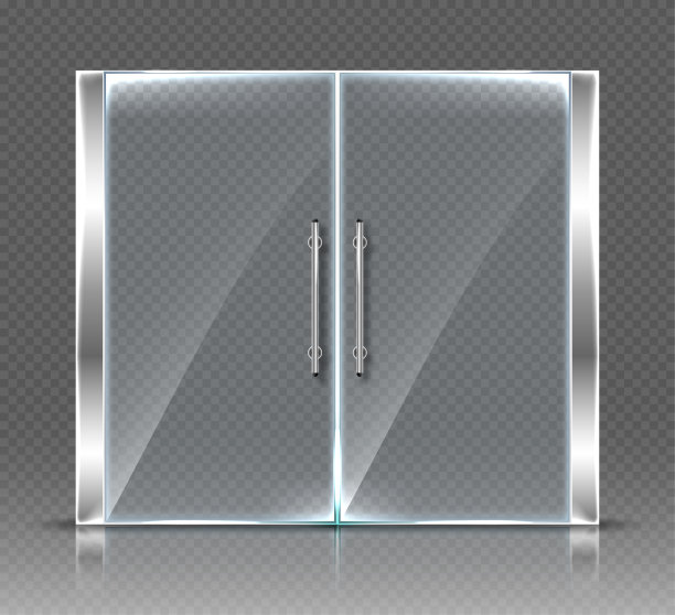 玻璃门在透明背景上隔离。矢量写实插图图片下载