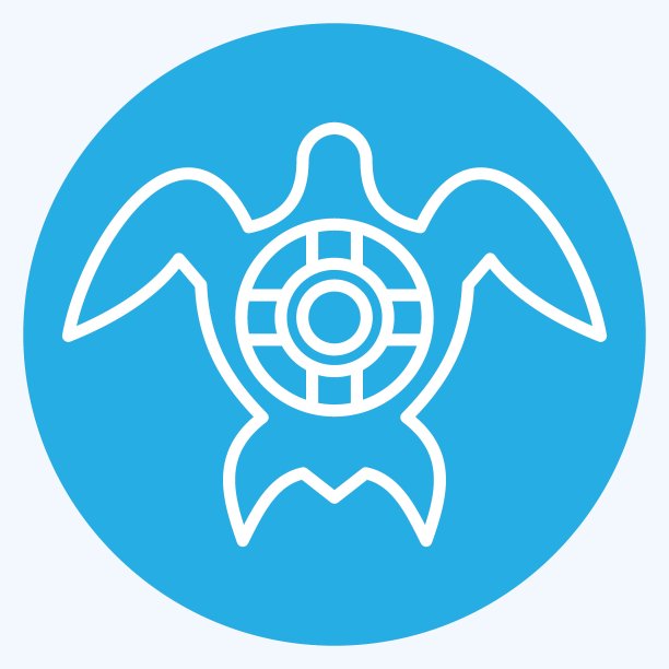 图标海龟。与海的象征有关。蓝眼睛的风格。简单的设计可编辑。简单的说明图片下载