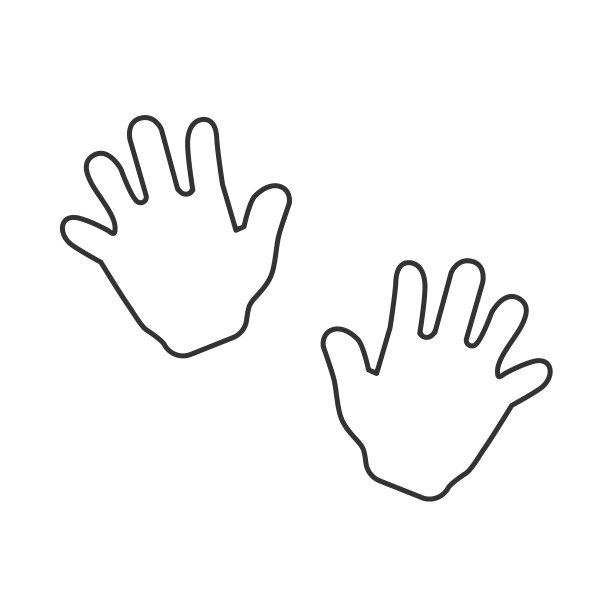 婴儿的手打印线图标孤立的白色背景。设置图标彩色方形按钮。矢量图图片下载