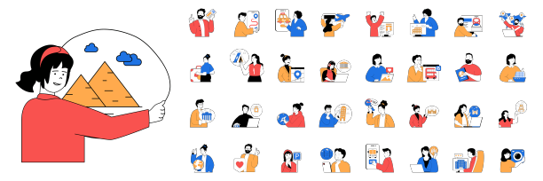 旅游概念与人的情况下，大型设置图片下载