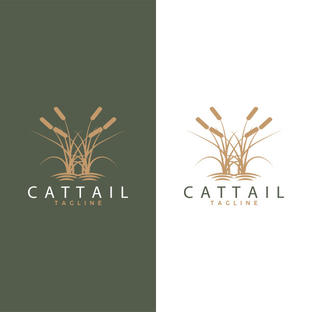 香蒲标志设计矢量简单插图符号模板图片下载