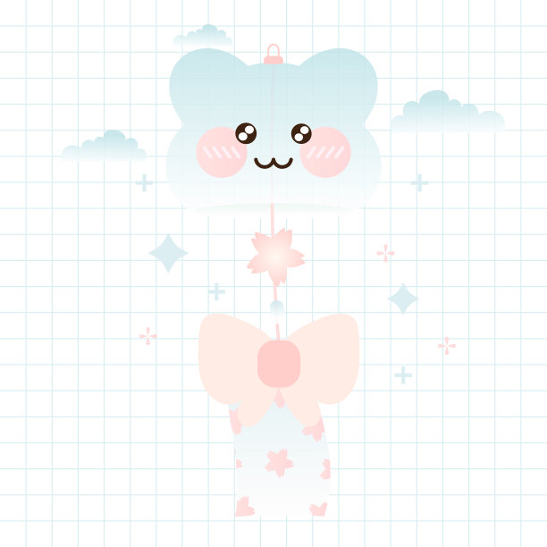 卡哇伊蓝可爱熊风铃图片下载