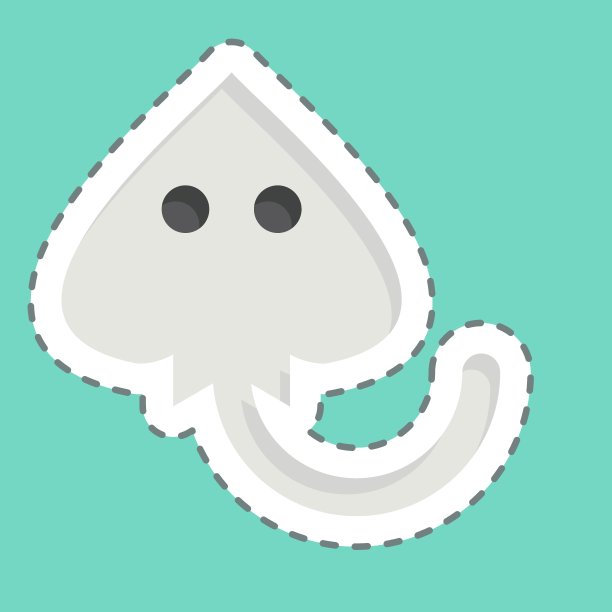 贴纸线切断蝠鲼。与海的象征有关。简单的设计可编辑。简单的说明图片下载