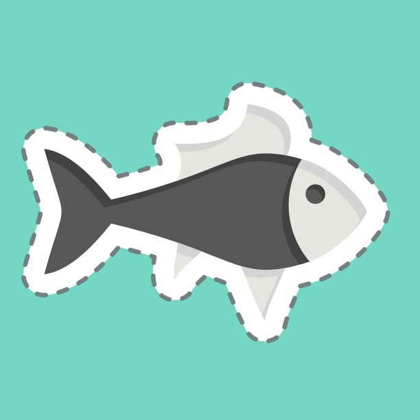 贴纸线剪孔雀鱼。与海的象征有关。简单的设计可编辑。简单的说明图片下载