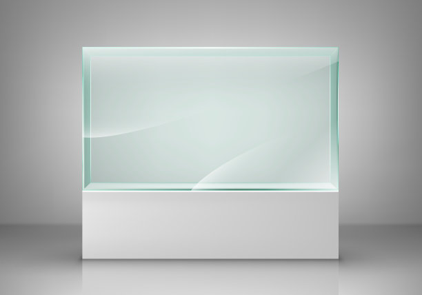 用于展览的空玻璃陈列柜。玻璃展区展示。矢量图图片下载