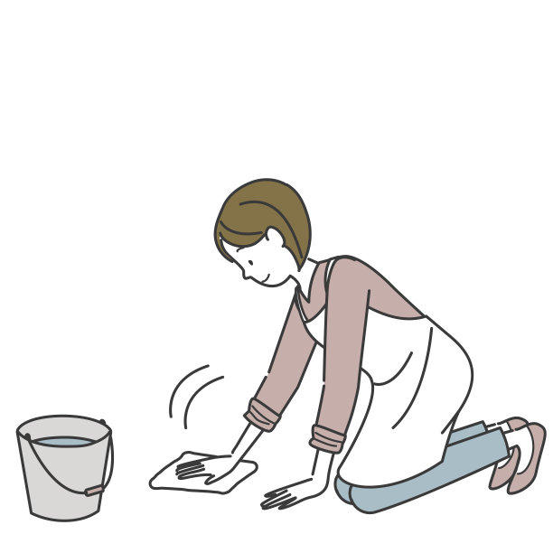 清洁地板的年轻女子图片下载