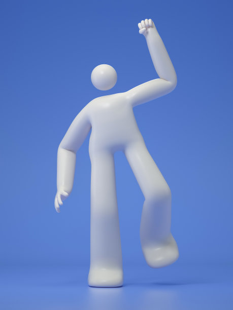 一个3D卡通人物举起他的手图片下载