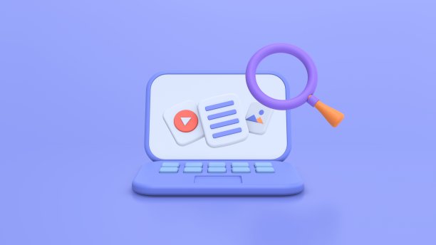 3d渲染文件传输文件夹文件，搜索笔记本电脑视频和图像图片，研究文件系统。放大3d图标业务找到媒体上的笔记本电脑。3d查找图标渲染图片下载