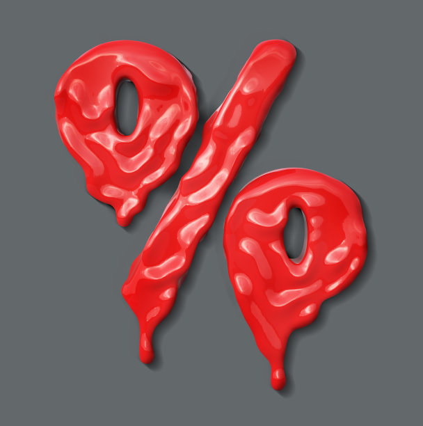 白色背景上熔化的百分比标志。三维演示图片下载