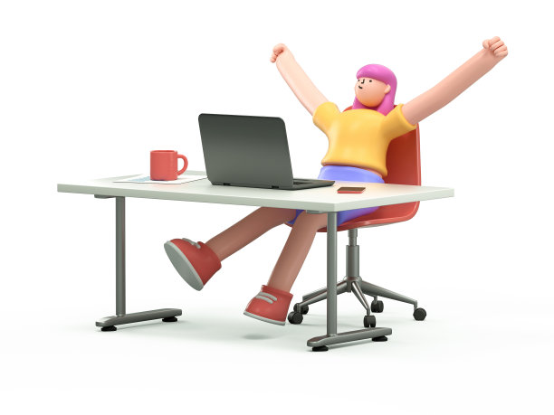一个3D卡通人物在工作上的成功图片下载