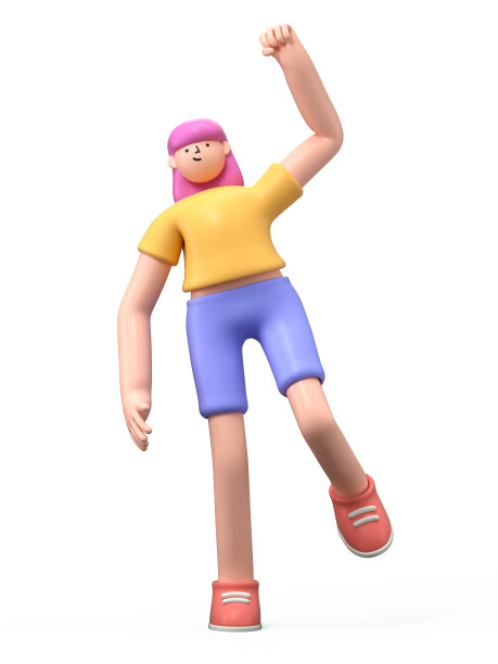 一个3D卡通人物举起他的手图片下载