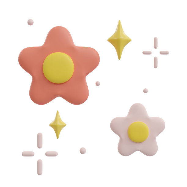 可爱的粉红色和白色的花朵，星星和圆圈图片下载