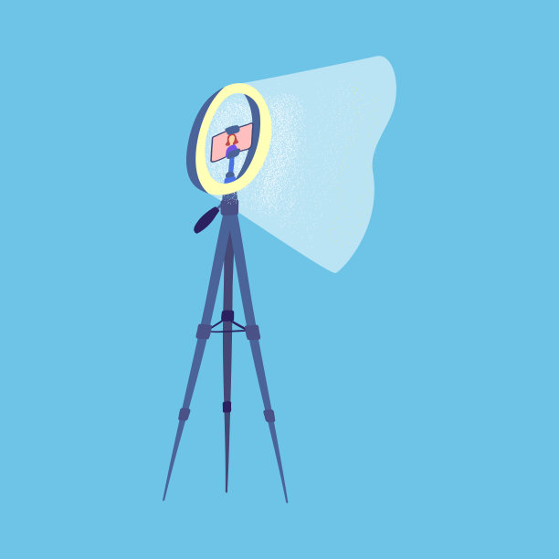 卡通彩色Led环形灯和独脚架。向量图片下载