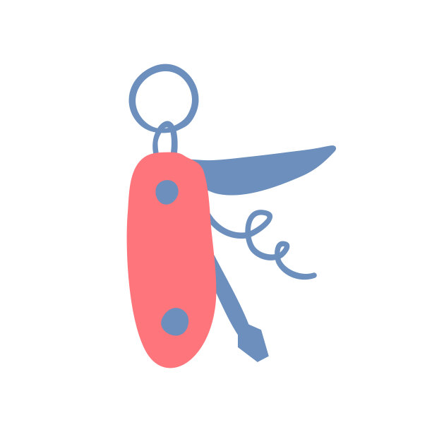 卡通彩色瑞士折叠刀。向量图片下载