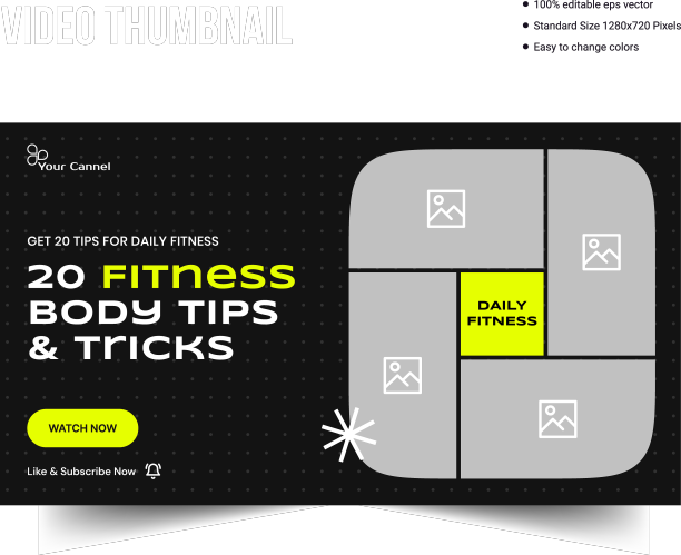 健身视频封面缩略图横幅模板图片下载