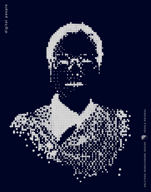 抽象黑白马赛克像素数字生活概念，年轻女子肖像图案图片下载